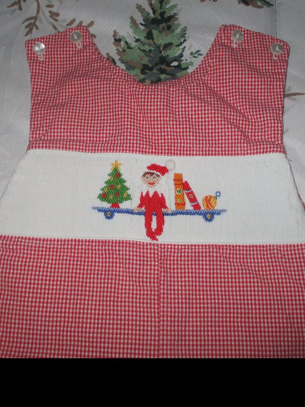 Smocked Elf on the Shelf Christmas Anavini longall jon jon  18m